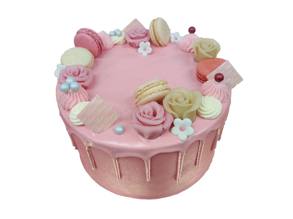 Dripcake roze16 pers.